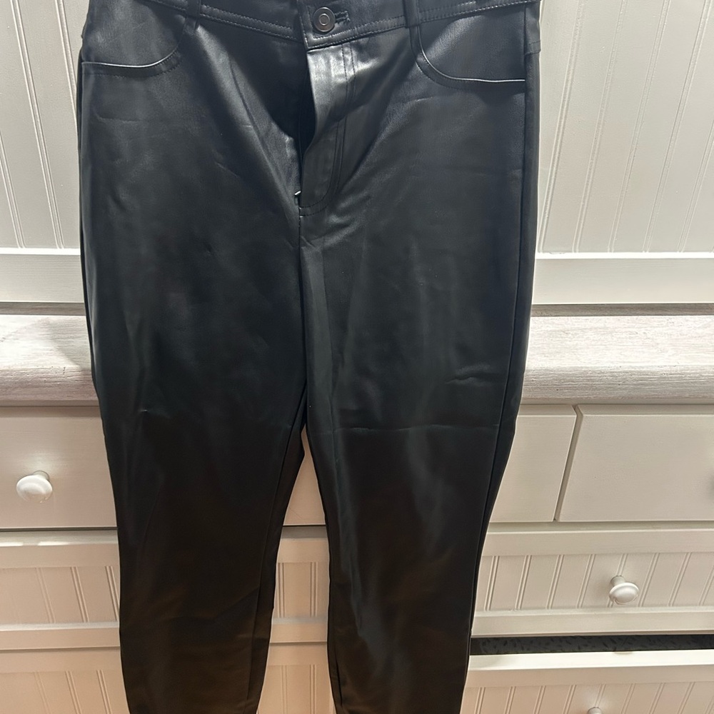 Zara Black Leather-Style Trousers